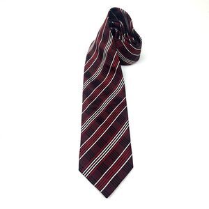 Vintage Striped Red 100% Silk Pierre Cardin Neck Tie